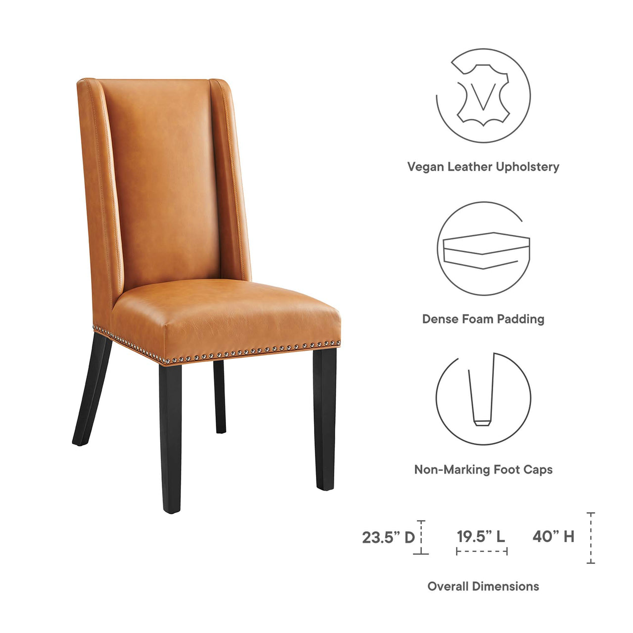 Bellare Eco-Leather Dining Chair, Tan