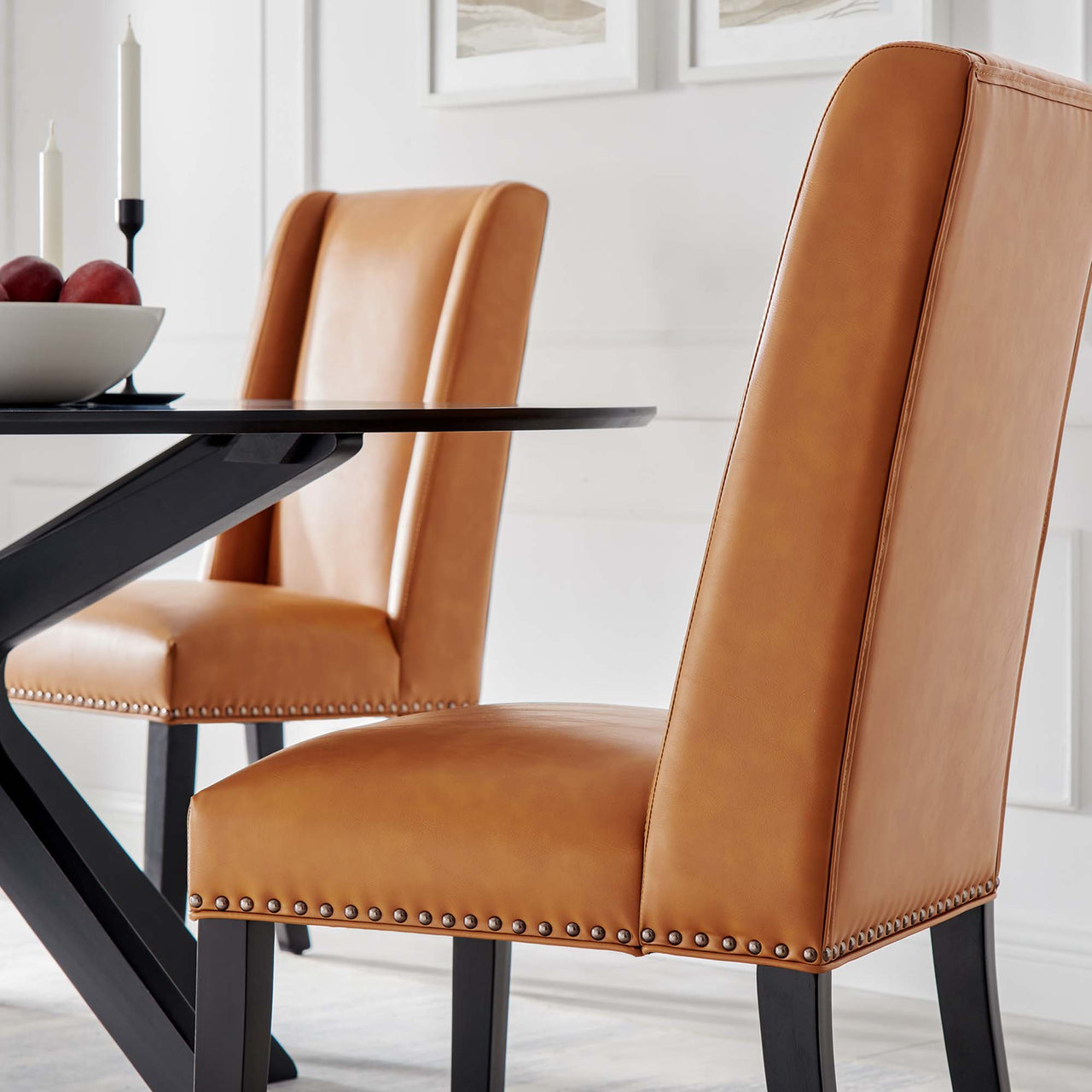 Bellare Eco-Leather Dining Chair, Tan