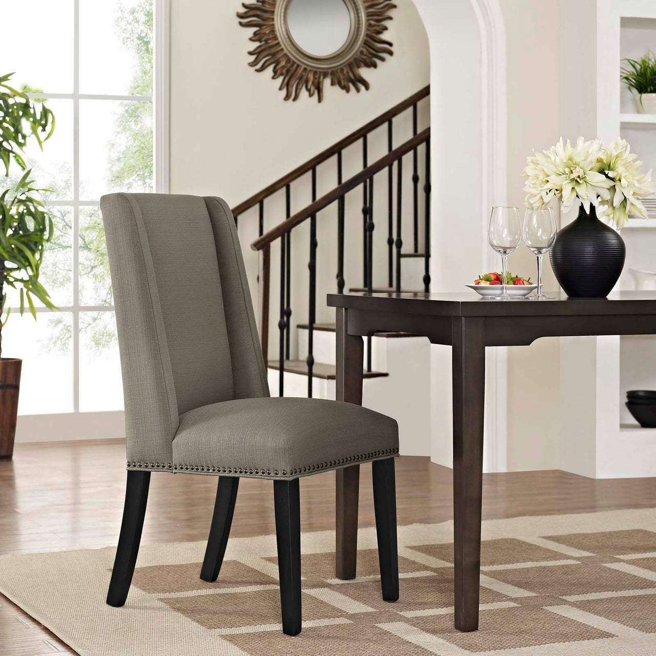 Bellare Fabric Dining Chair Set of 2, Granite
