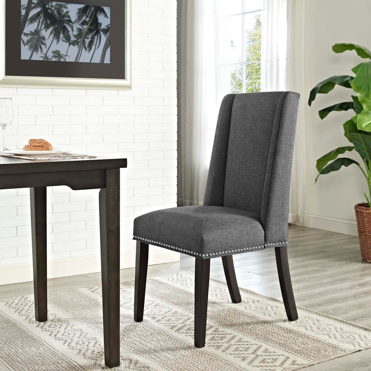 Bellare Fabric Dining Chair Set of 4, Gray