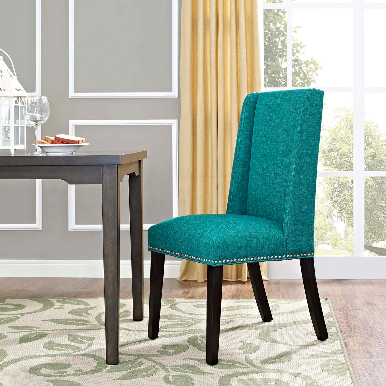 Bellare Fabric Dining Chair Set of 2, Teal