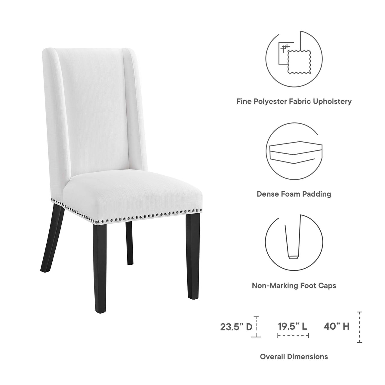 Bellare Fabric Dining Chair, White