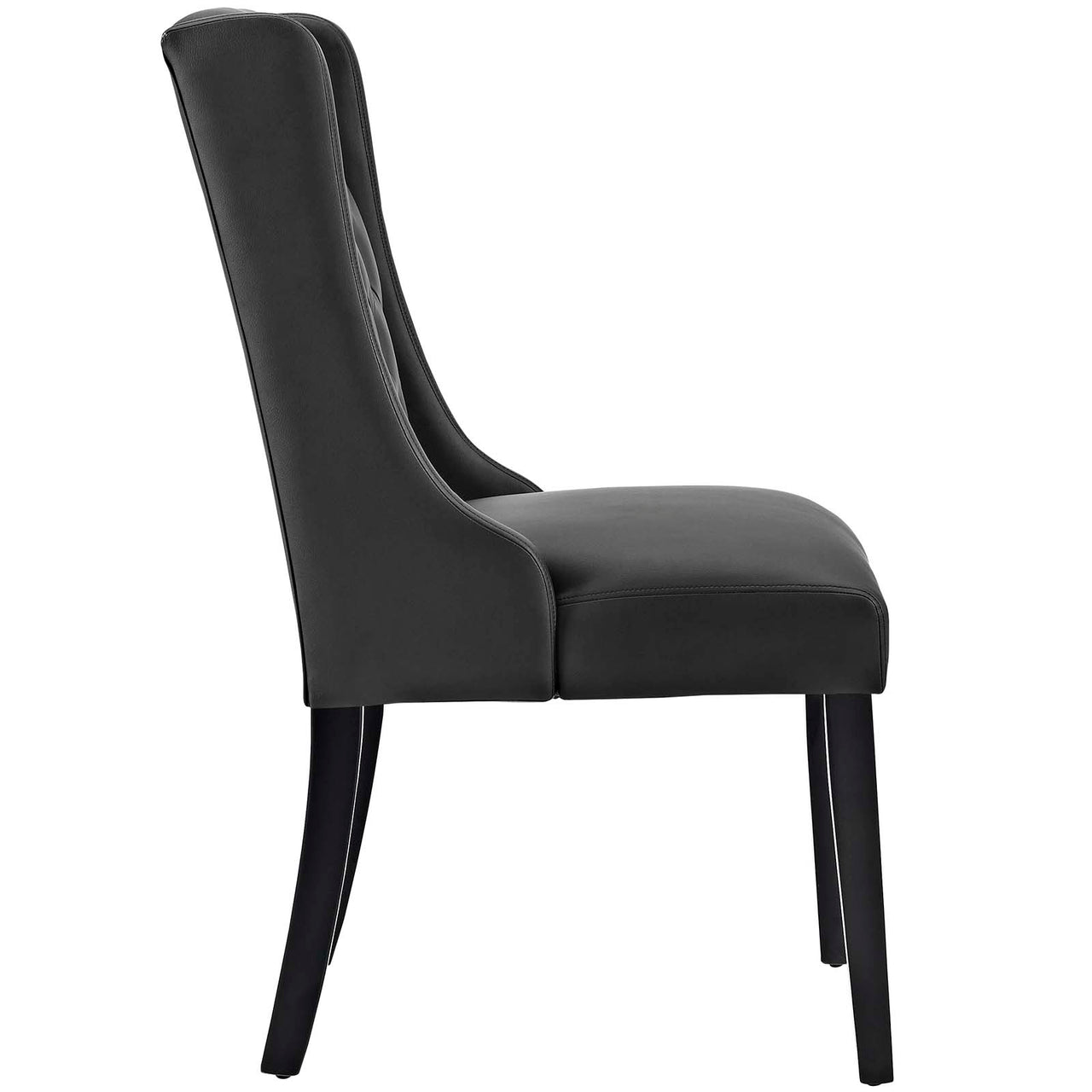 Baronet Button Tufted Vegan Leather Dining Chair, Black