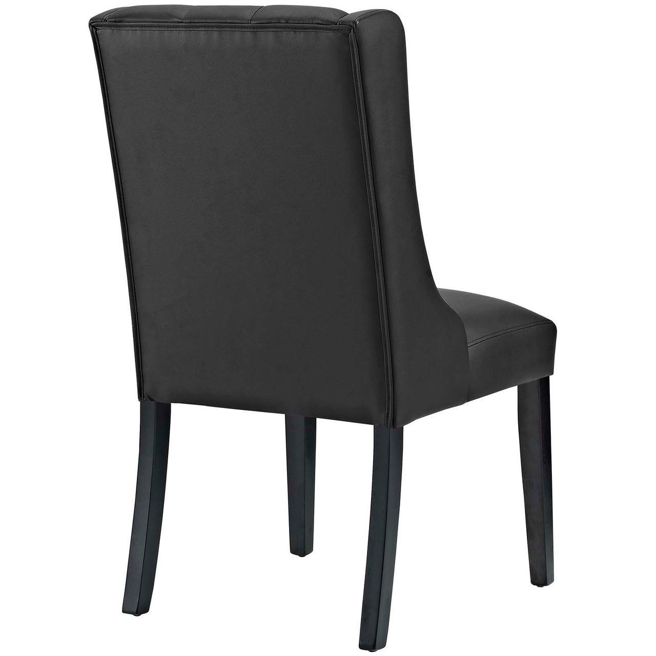 Baronet Button Tufted Vegan Leather Dining Chair, Black