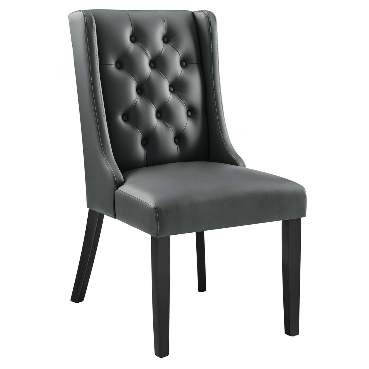 Baronet Button Tufted Vegan Leather Dining Chair, Gray