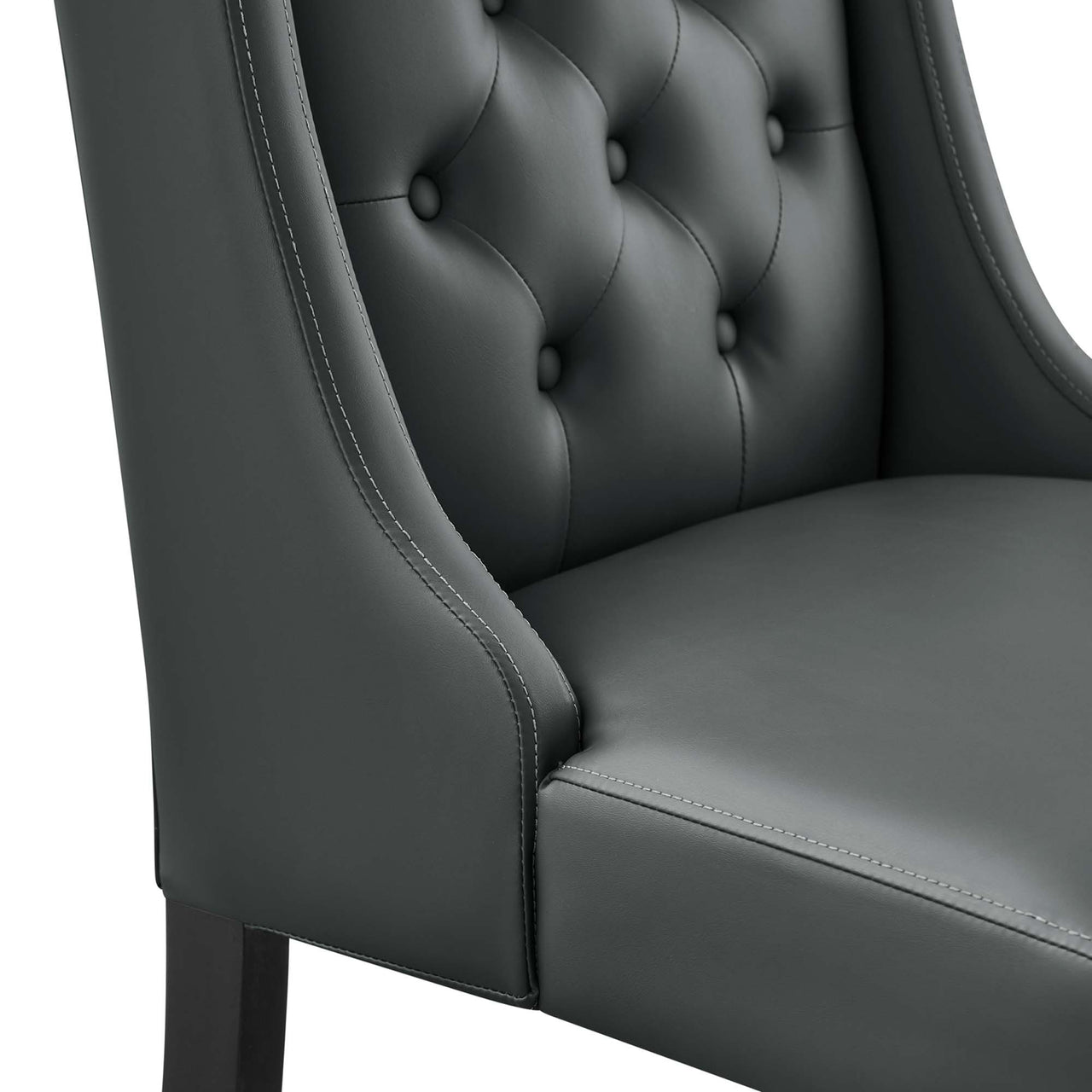 Baronet Button Tufted Vegan Leather Dining Chair, Gray