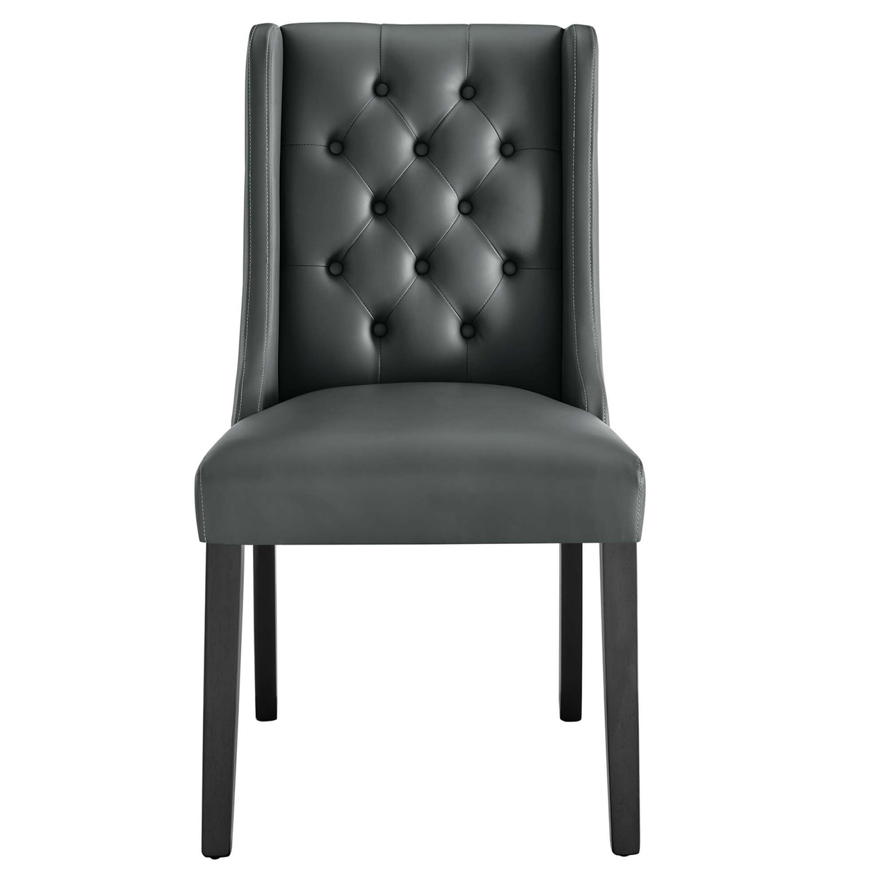 Baronet Button Tufted Vegan Leather Dining Chair, Gray