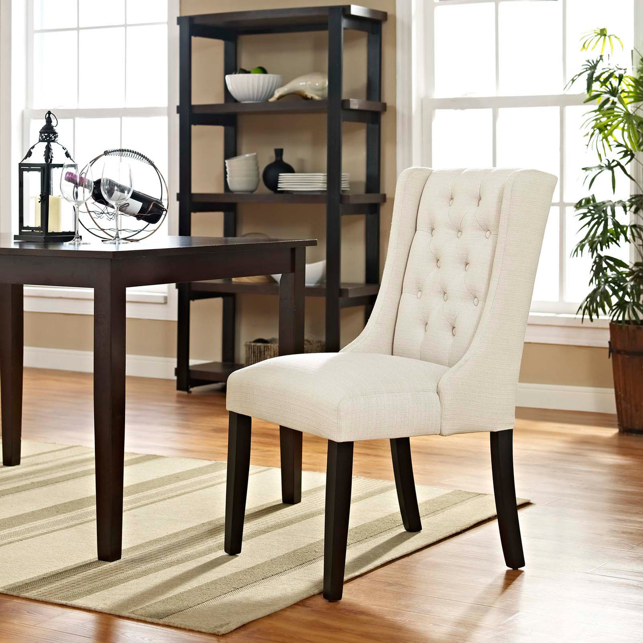 Baronet Button Tufted Fabric Dining Chair, Beige