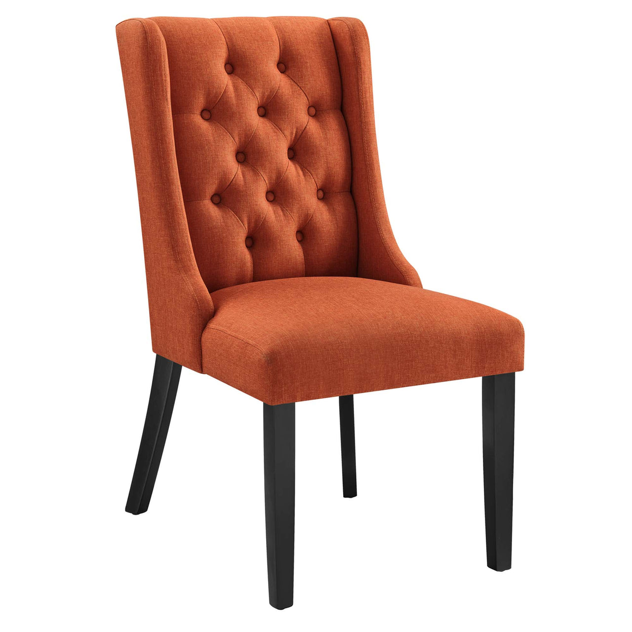 Baronet Button Tufted Fabric Dining Chair, Orange