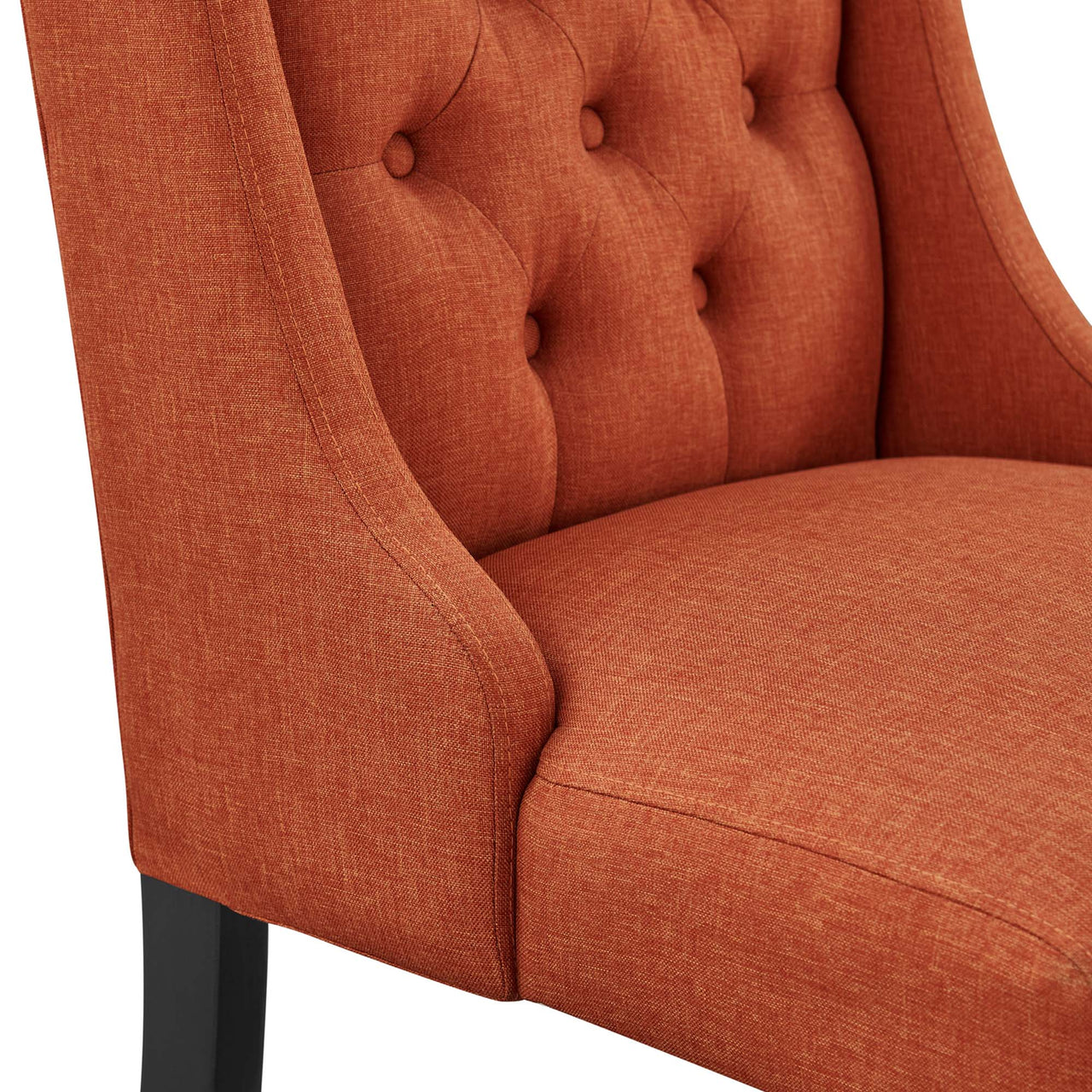 Baronet Button Tufted Fabric Dining Chair, Orange
