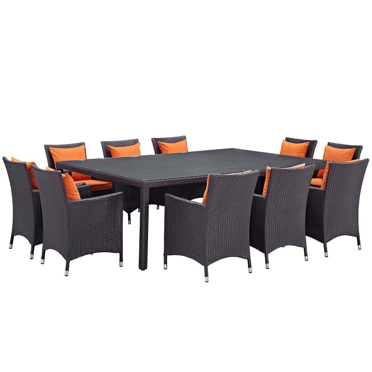 Conversation 11-Piece Alfresco Dining Set, Espresso & Orange