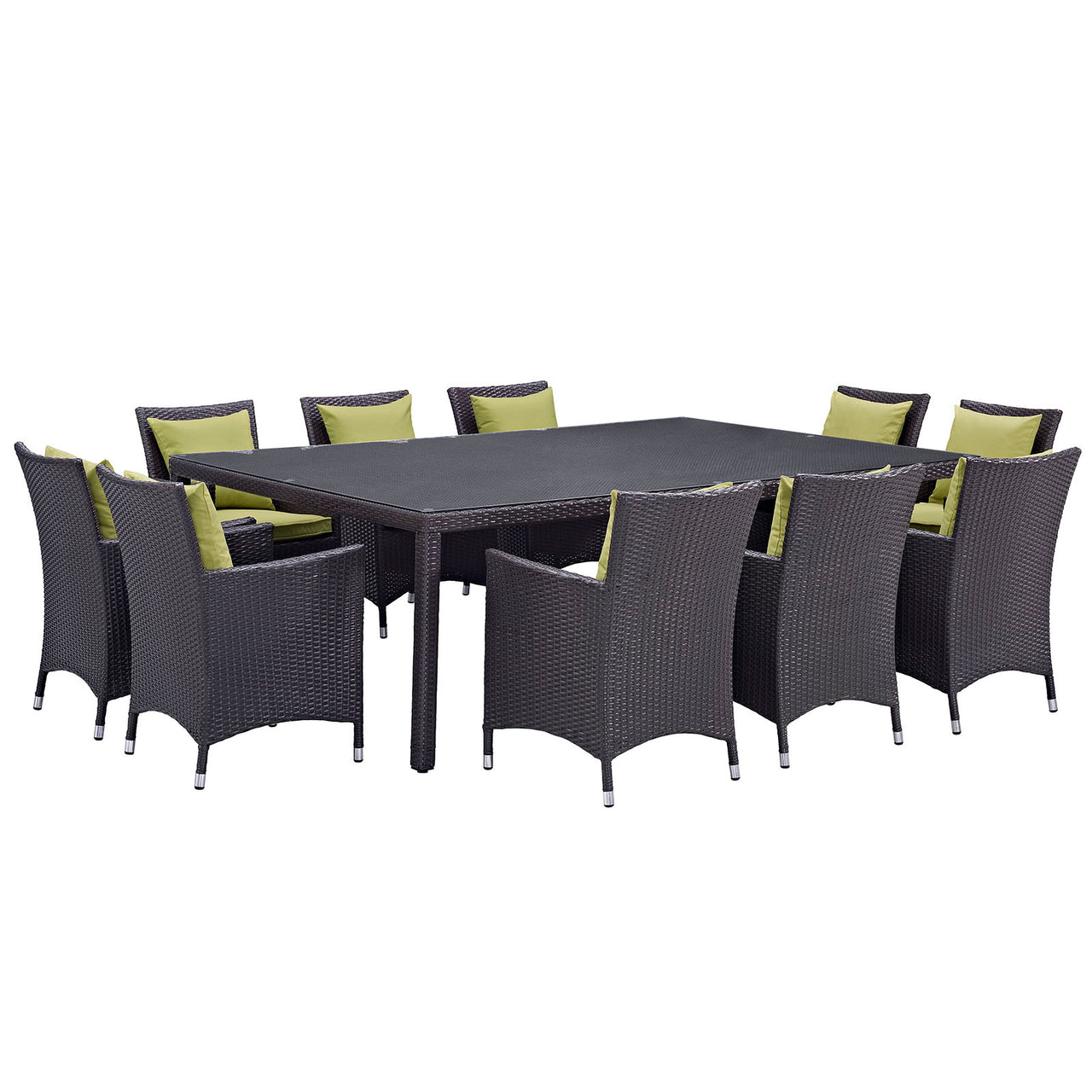 Conversation 11-Piece Alfresco Dining Set, Espresso & Peridot