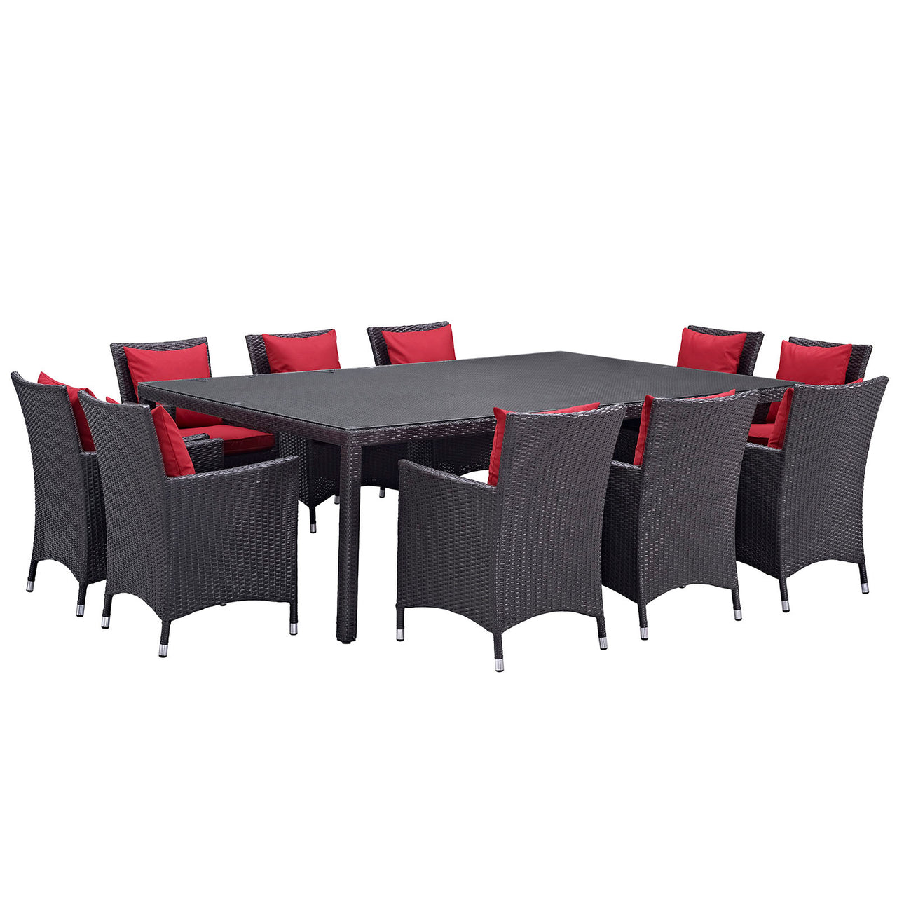 Conversation 11-Piece Alfresco Dining Set, Espresso & Red
