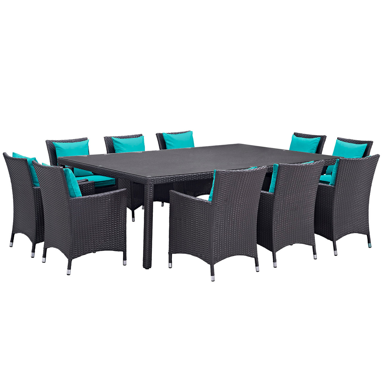 Conversation 11-Piece Alfresco Dining Set, Espresso & Turquoise