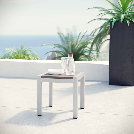 Shorea Alfresco Side Table, Silver & Gray