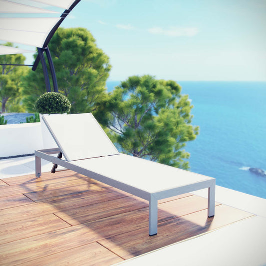Shorea Alfresco Mesh Chaise, Silver & White