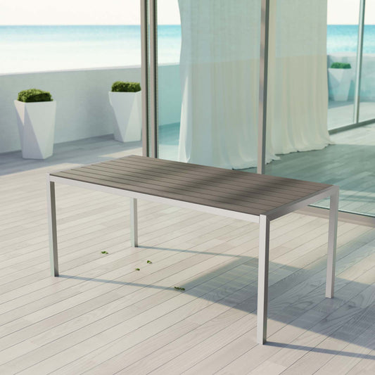Shorea Alfresco Dining Table, Silver & Gray
