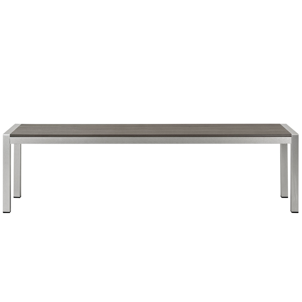 Shore Outdoor Patio Aluminum Bench, Silver & Gray