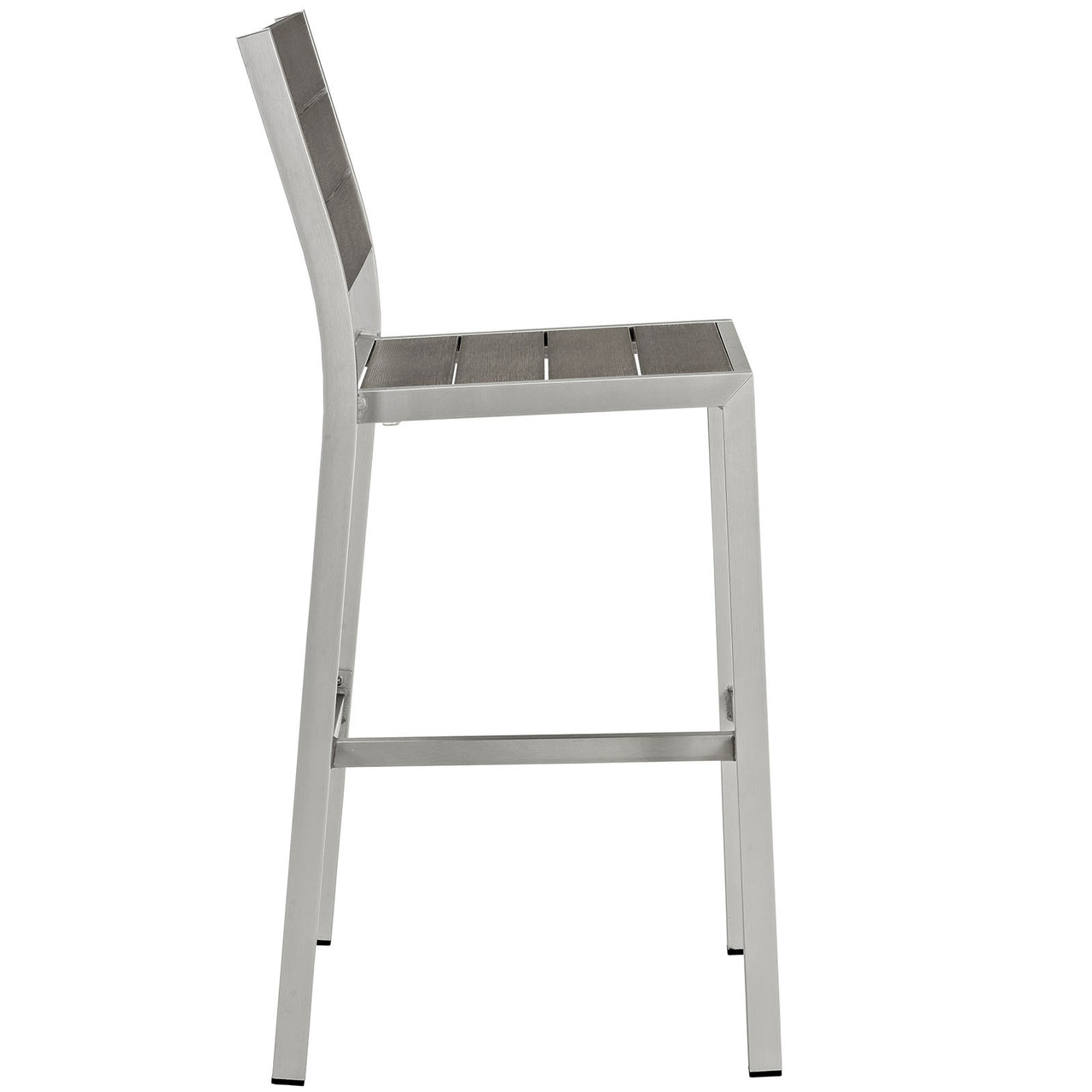 Shore Outdoor Patio Aluminum Armless Bar Stool, Silver & Gray