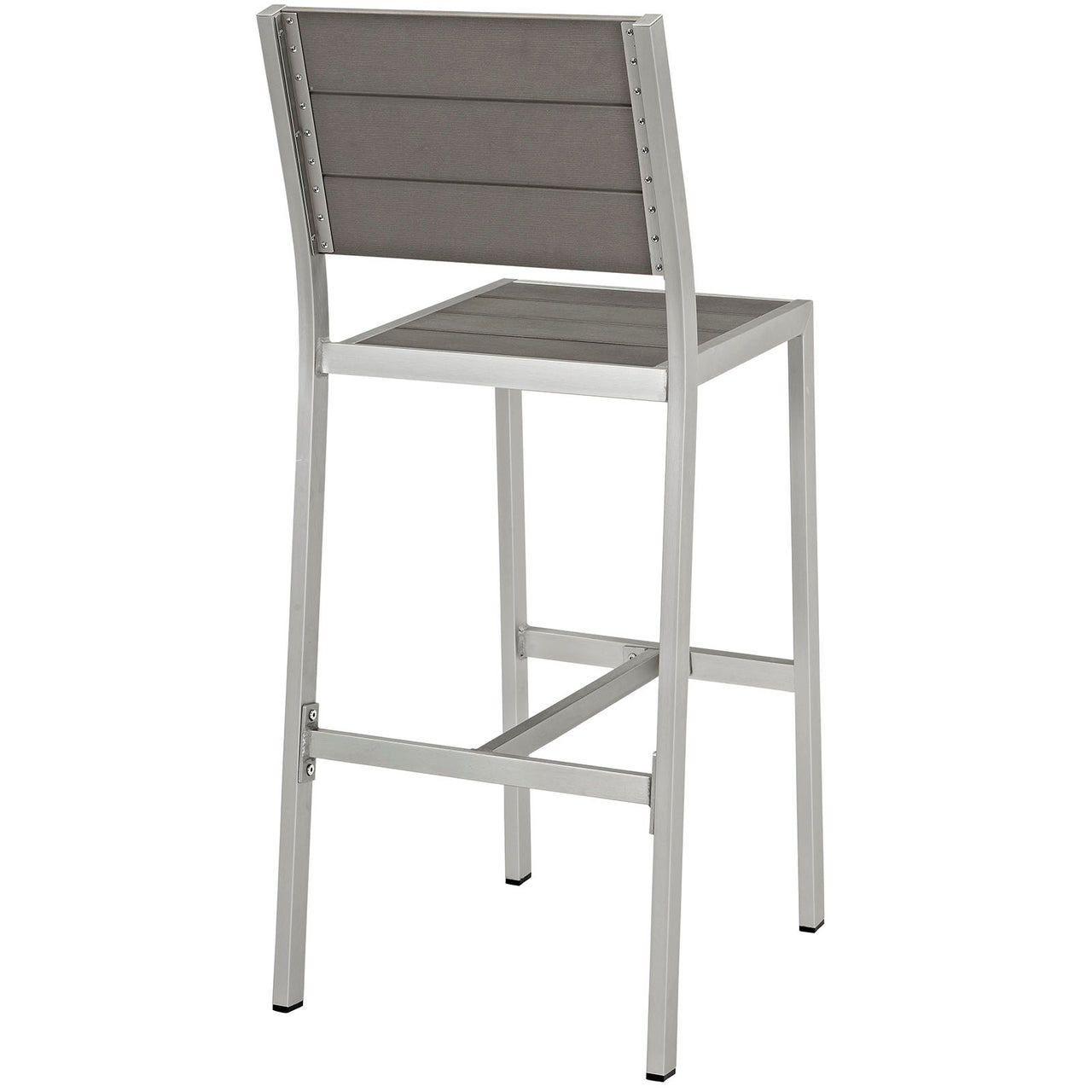 Shore Outdoor Patio Aluminum Armless Bar Stool, Silver & Gray