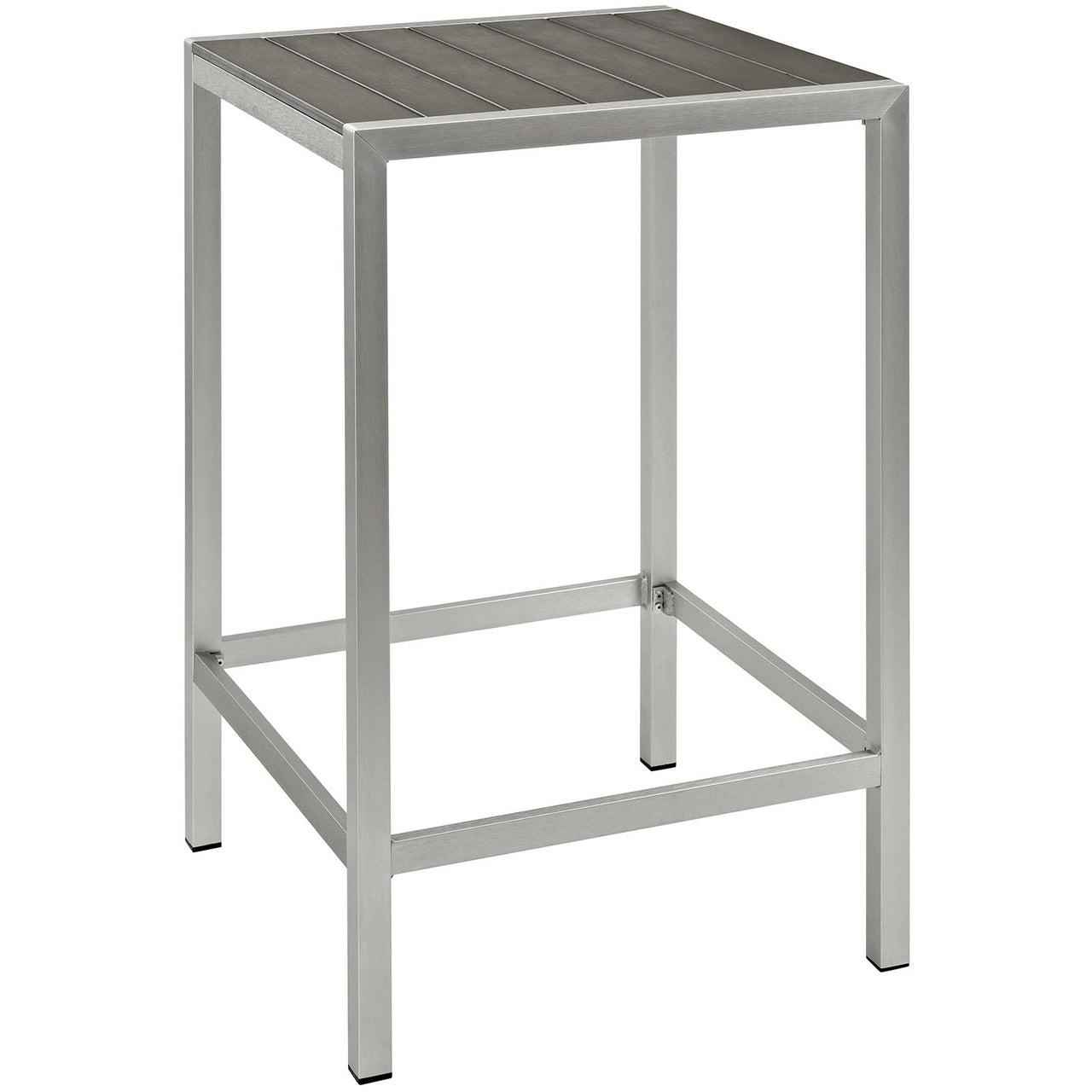 Shore Outdoor Patio Aluminum Bar Table, Silver & Gray