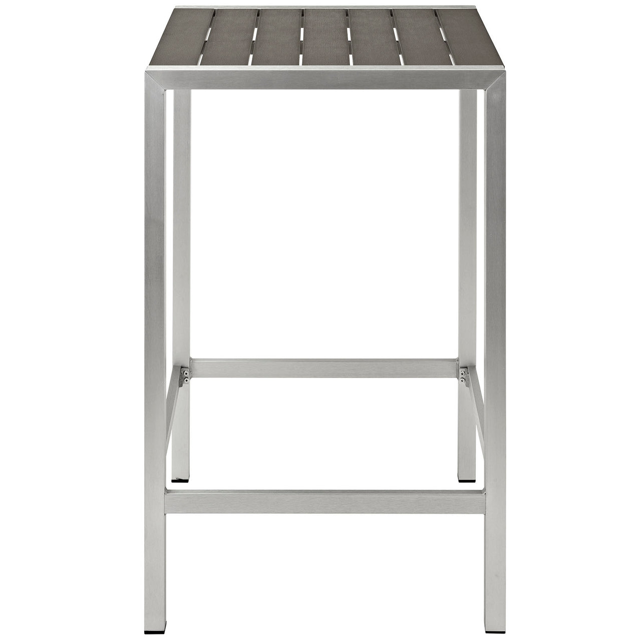 Shore Outdoor Patio Aluminum Bar Table, Silver & Gray