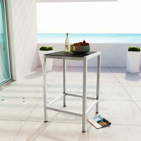 Shorea Alfresco Bar Table, Silver & Gray