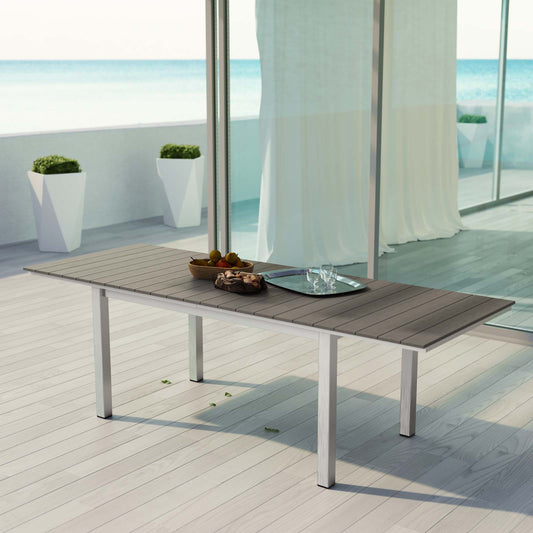 Shorea Alfresco Dining Table, Silver & Gray