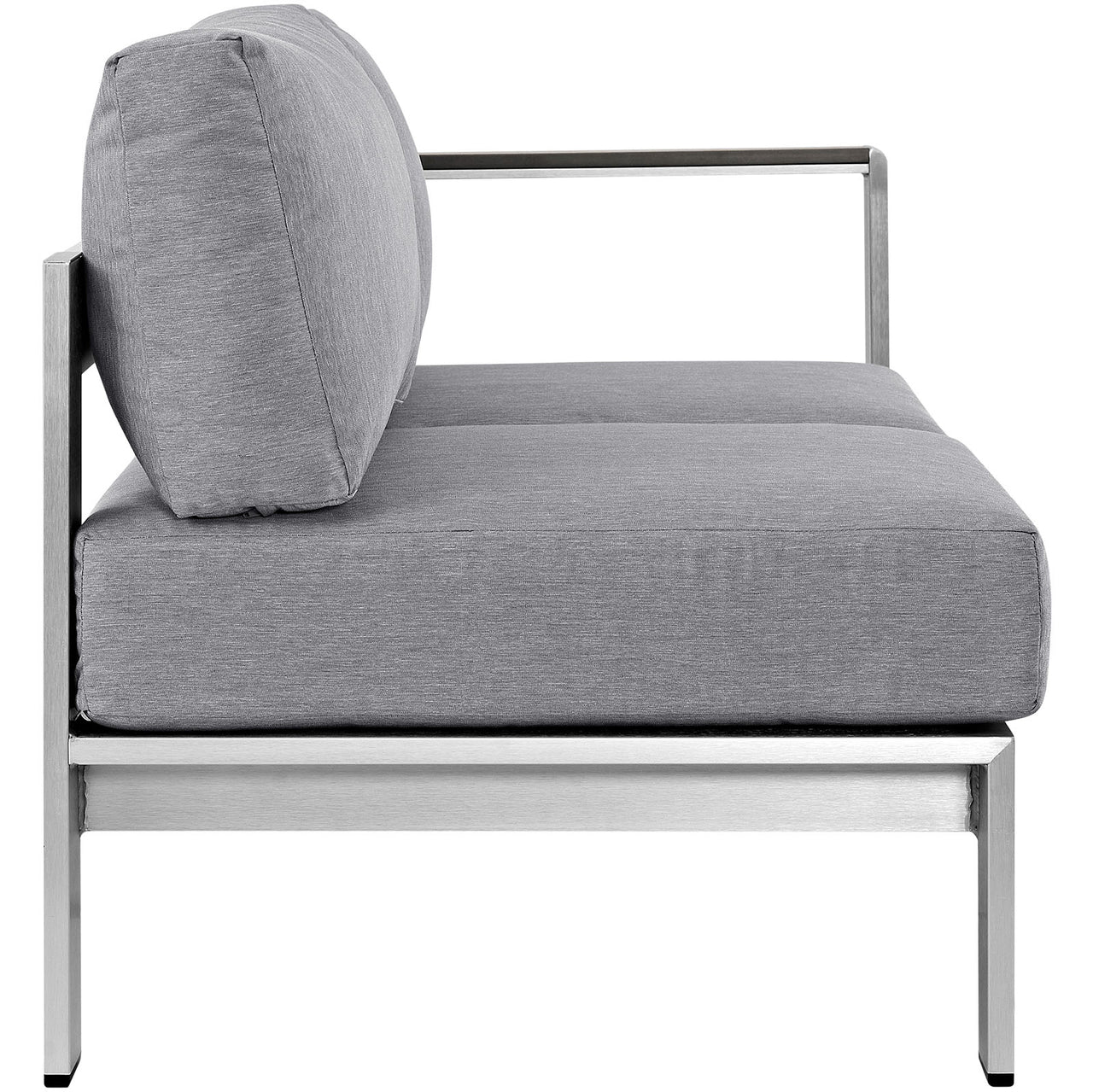 Shorea Alfresco Right-Arm Loveseat | Outdoor Modular Sectional Component, Silver & Gray