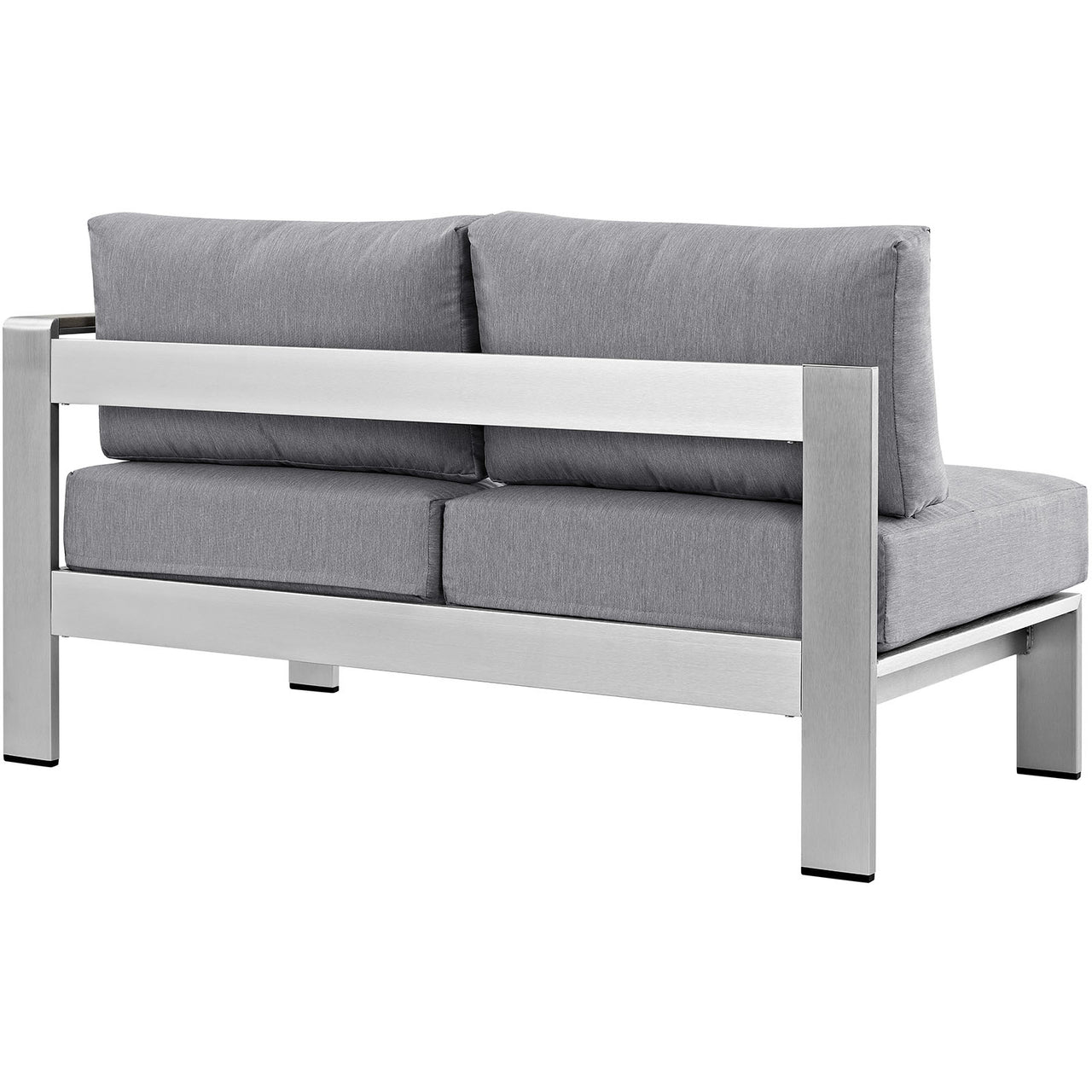 Shorea Alfresco Right-Arm Loveseat | Outdoor Modular Sectional Component, Silver & Gray