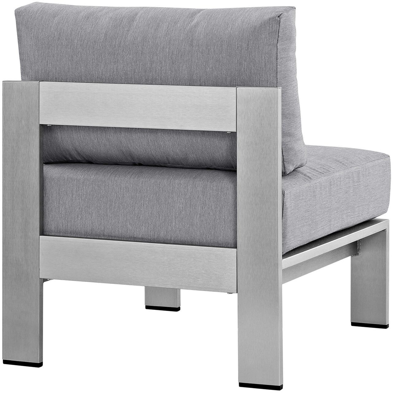 Shore Outdoor Patio Aluminum Armless Chair | Outdoor Modular Sectional Component, Silver & Gray