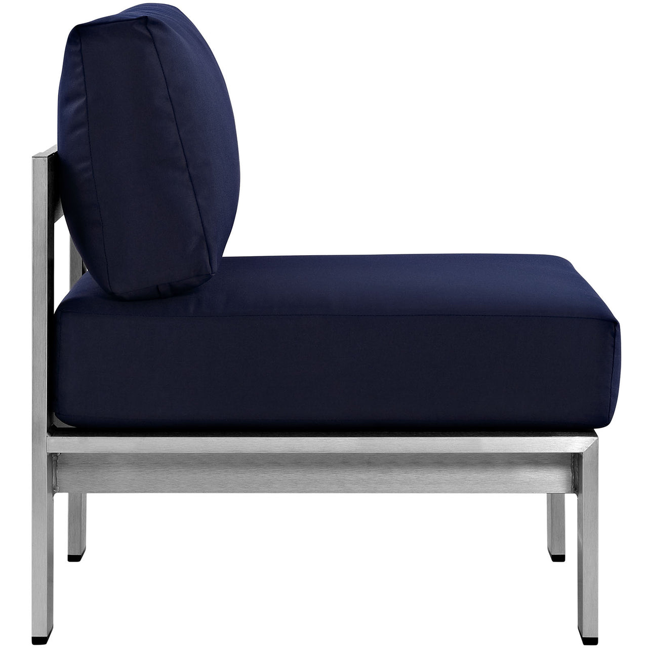 Shorea Alfresco Armless Chair | Outdoor Modular Sectional Component, Silver & Navy