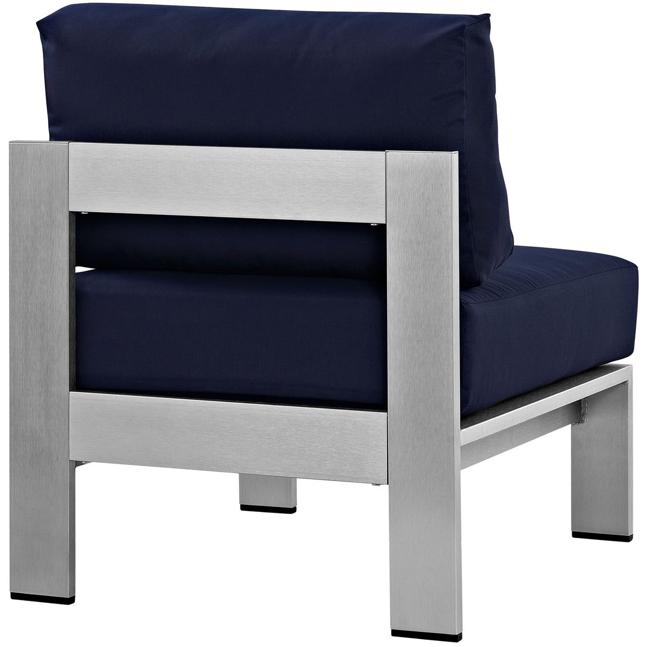 Shorea Alfresco Armless Chair | Outdoor Modular Sectional Component, Silver & Navy