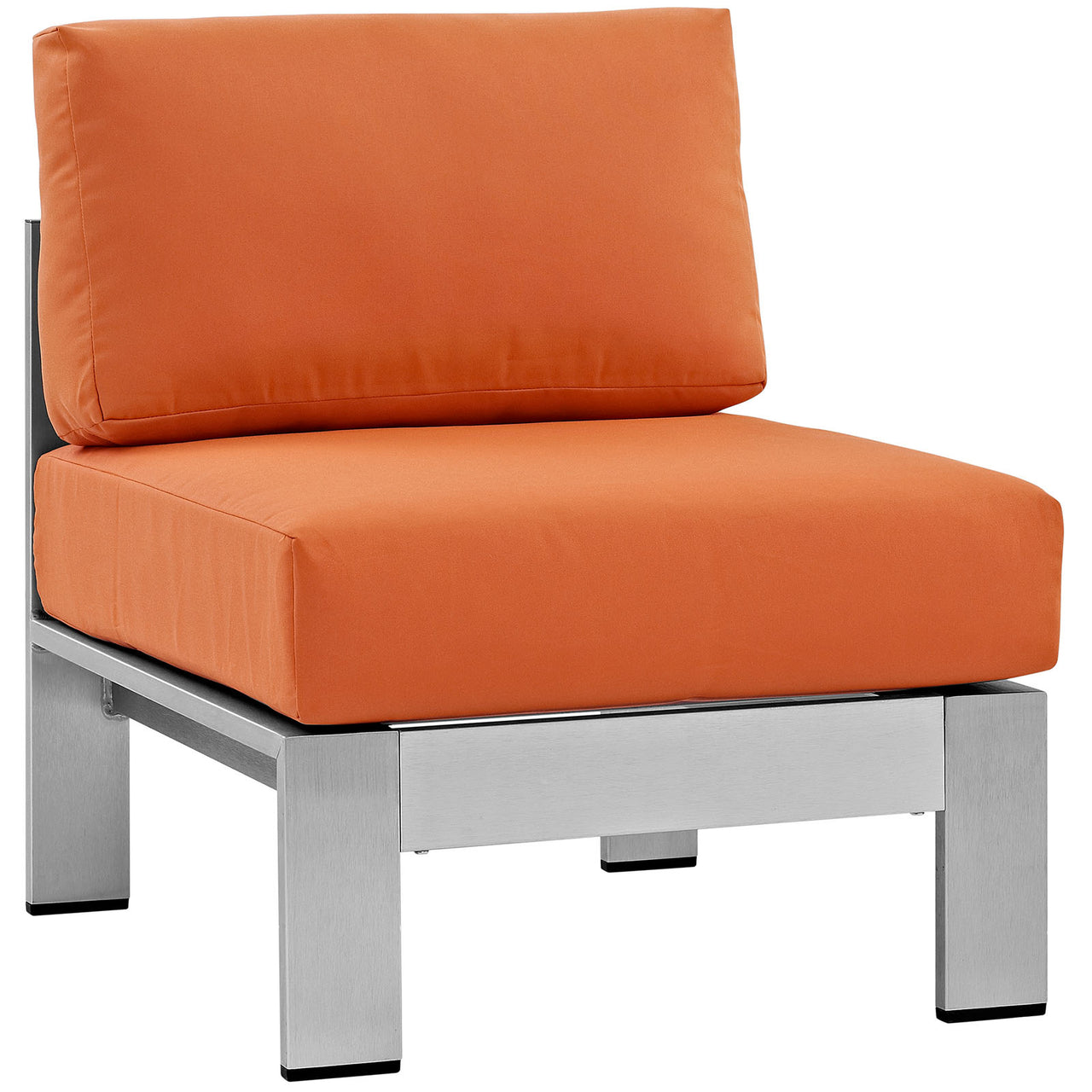Shorea Alfresco Armless Chair | Outdoor Modular Sectional Component, Silver & Orange