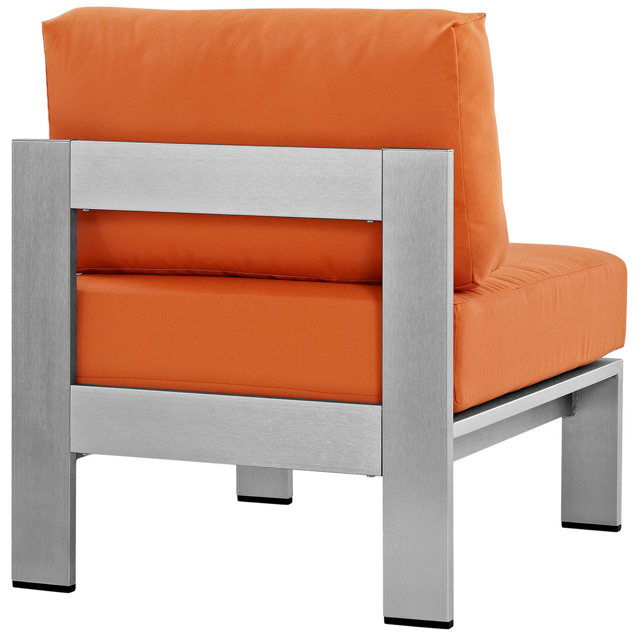 Shorea Alfresco Armless Chair | Outdoor Modular Sectional Component, Silver & Orange
