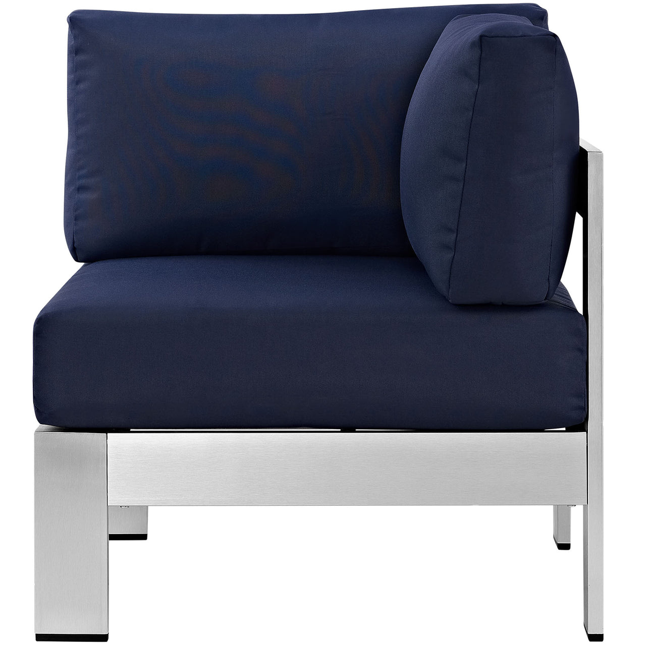 Shorea Alfresco Corner Chair | Outdoor Modular Sectional Component, Silver & Navy