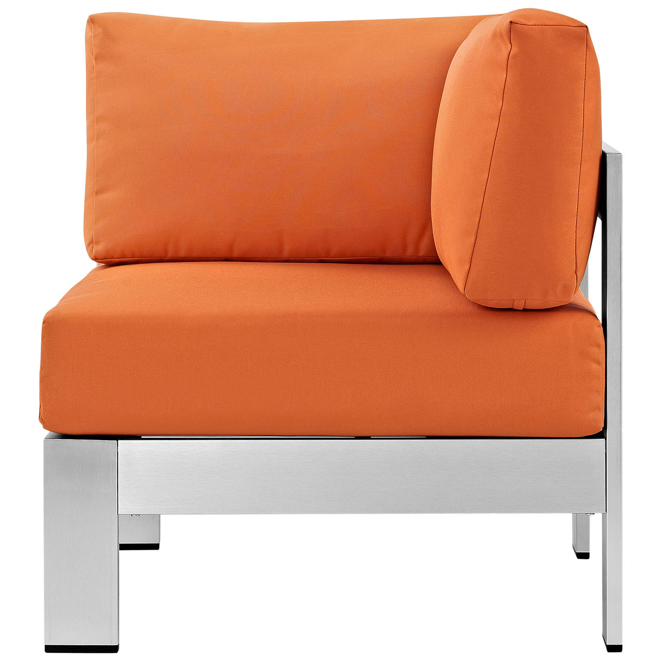 Shorea Alfresco Corner Chair | Outdoor Modular Sectional Component, Silver & Orange