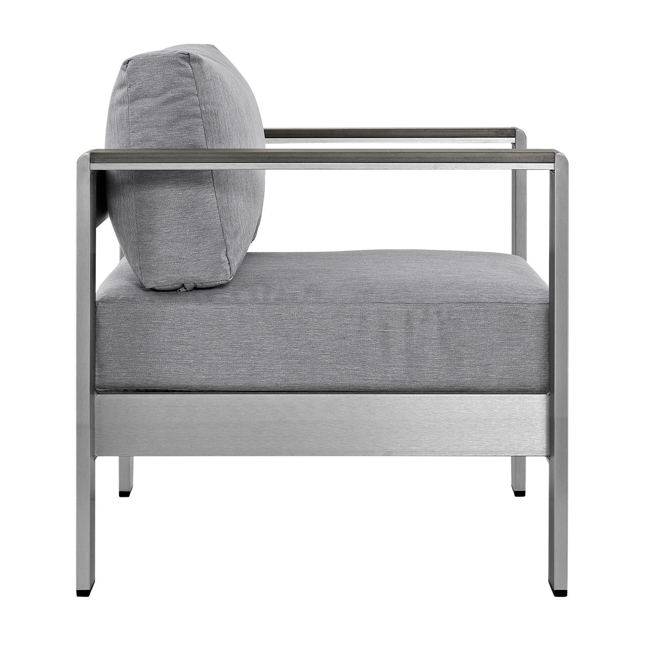 Shore Outdoor Patio Aluminum Armchair, Silver & Gray