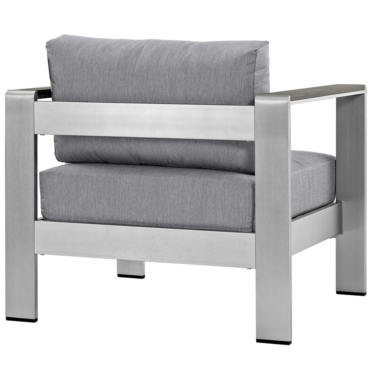 Shore Outdoor Patio Aluminum Armchair, Silver & Gray