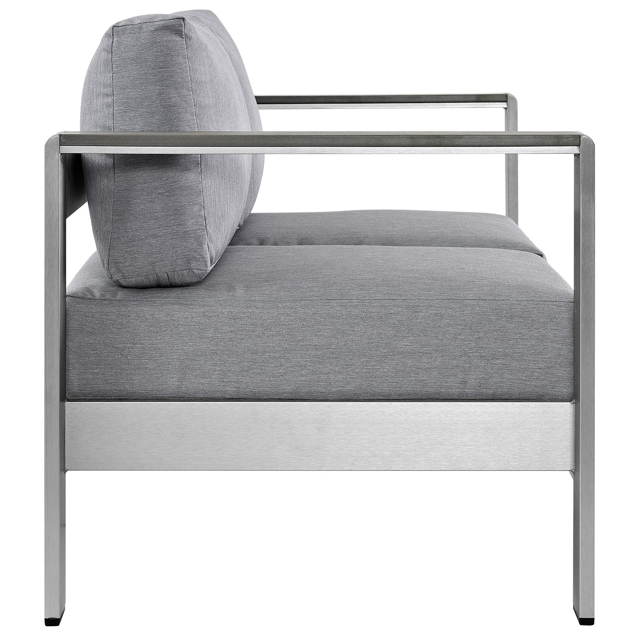 Shore Outdoor Patio Aluminum Loveseat, Silver & Gray