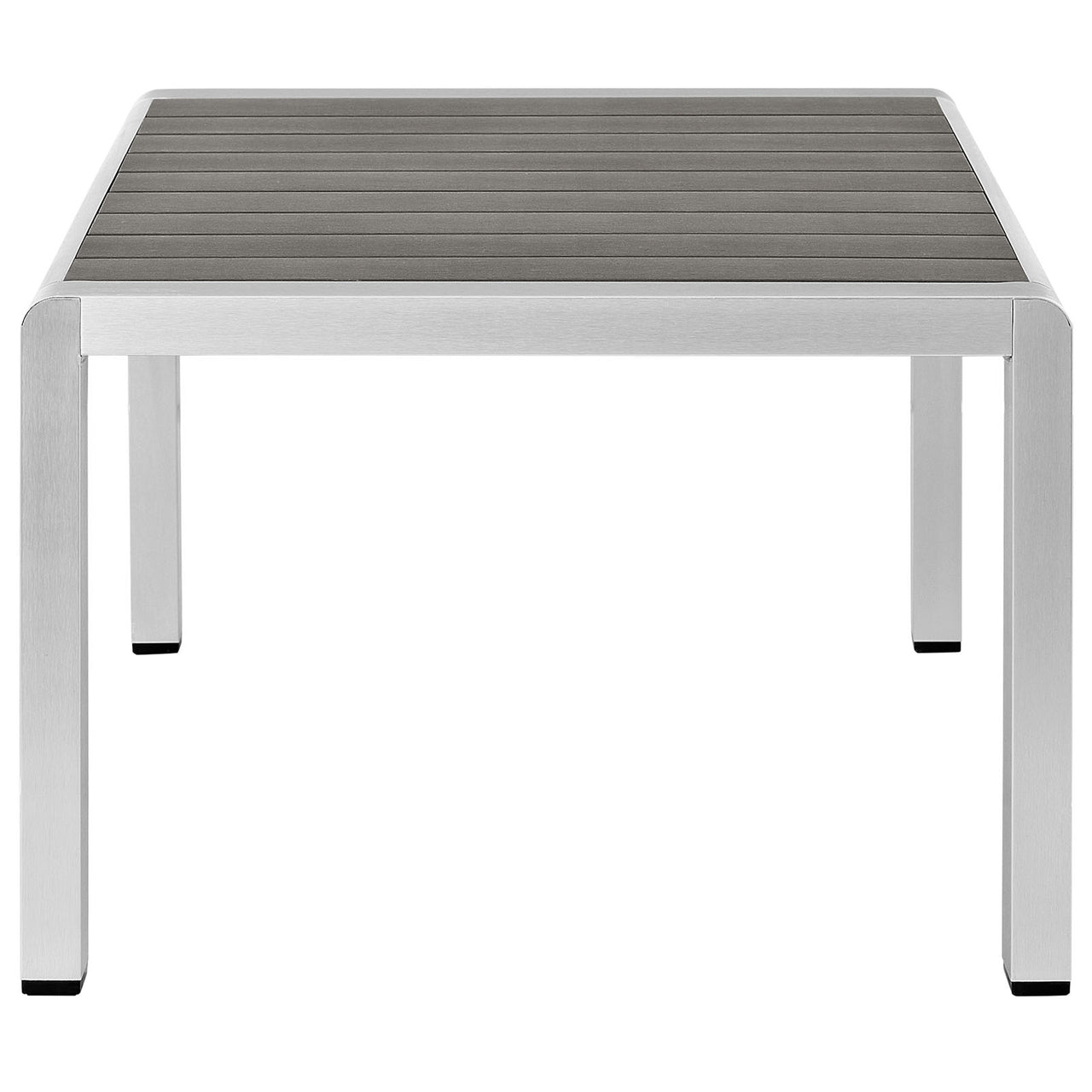 Shore Outdoor Patio Aluminum Coffee Table, Silver & Gray