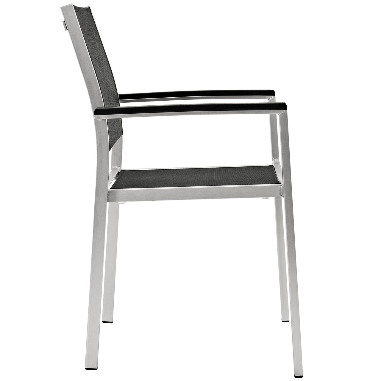 Shore Outdoor Patio Aluminum Dining Chair, Silver & Black