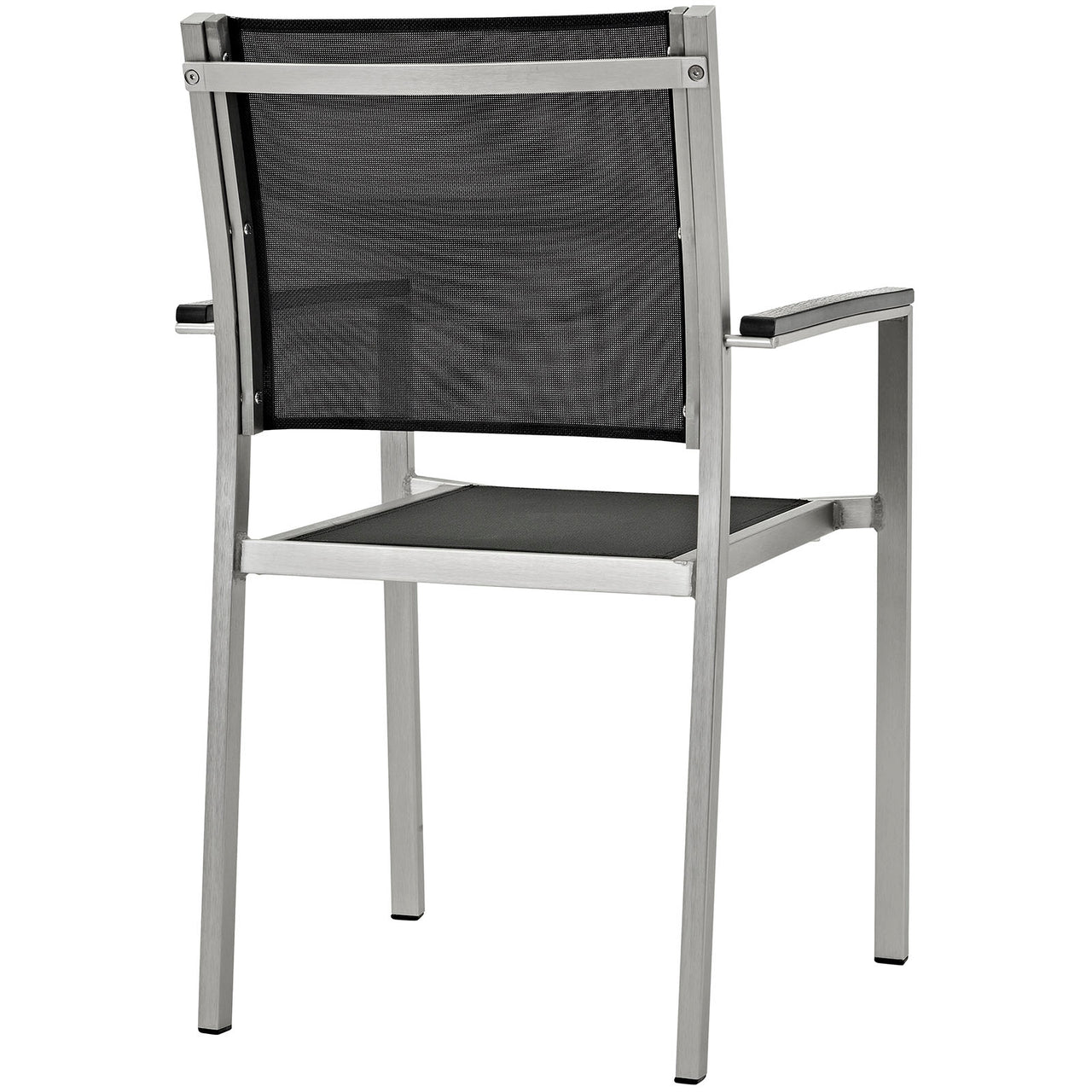 Shore Outdoor Patio Aluminum Dining Chair, Silver & Black