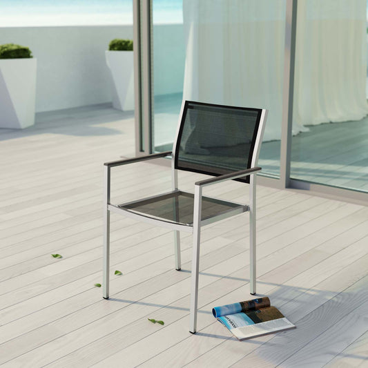 Shorea Alfresco Dining Chair, Silver & Black