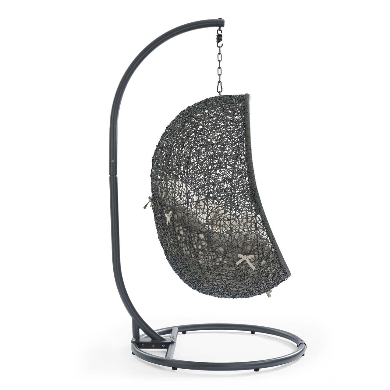 Hide Outdoor Patio Swing Chair With Stand, Gray & Beige