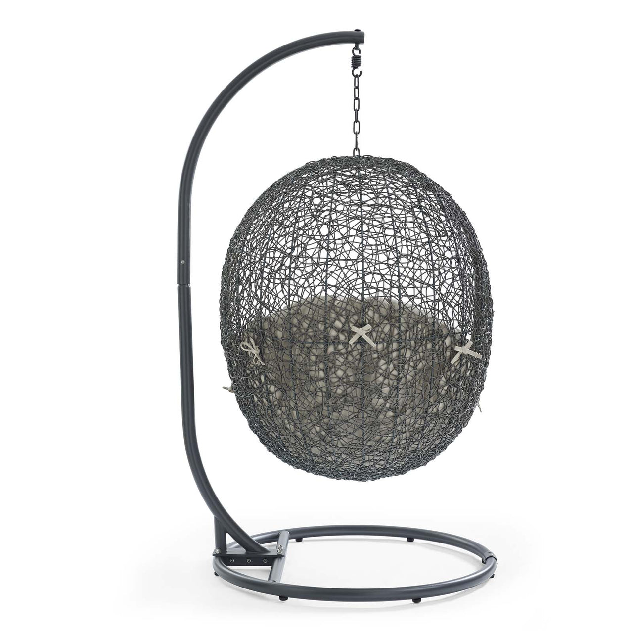 Hide Outdoor Patio Swing Chair With Stand, Gray & Beige