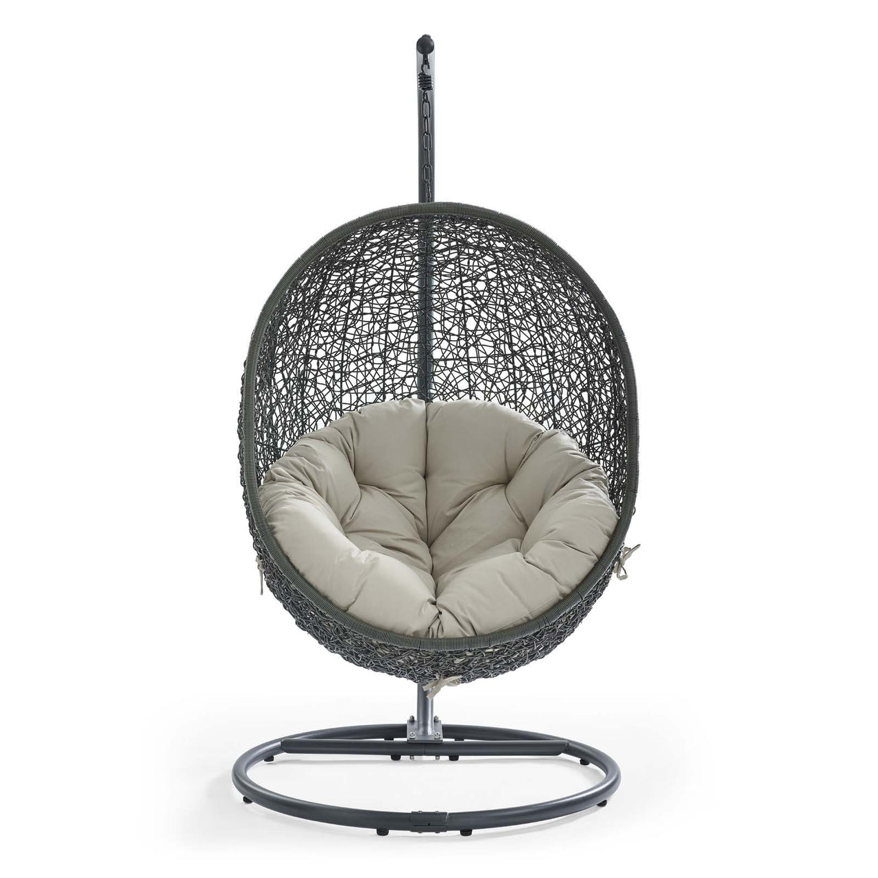 Hide Outdoor Patio Swing Chair With Stand, Gray & Beige