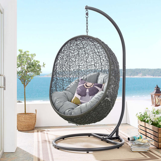 Shell Alfresco Swing Chair w/ Stand, Gray