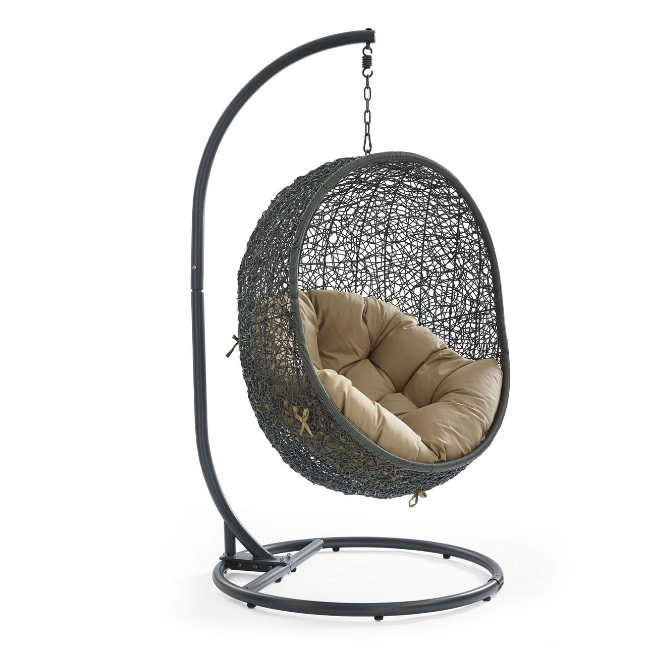 Shell Alfresco Swing Chair w/ Stand, Gray & Mocha