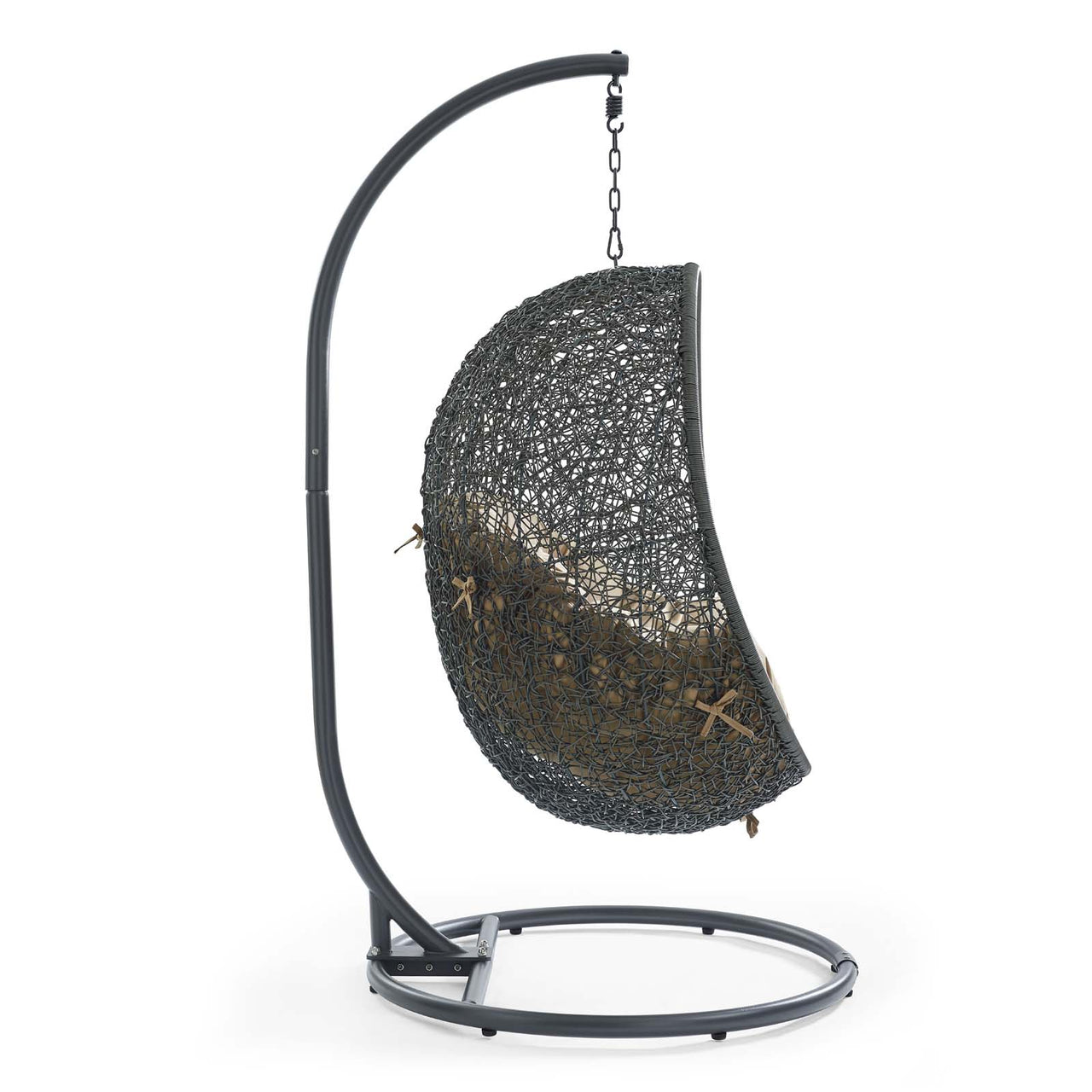 Shell Alfresco Swing Chair w/ Stand, Gray & Mocha